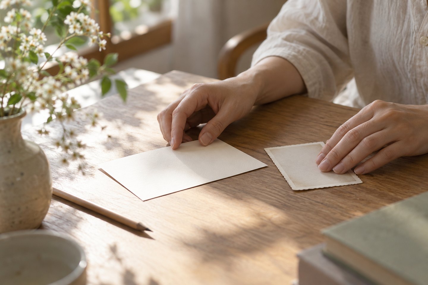 窓辺で思い出を振り返り、希望を言葉にしていく時間のイメージ