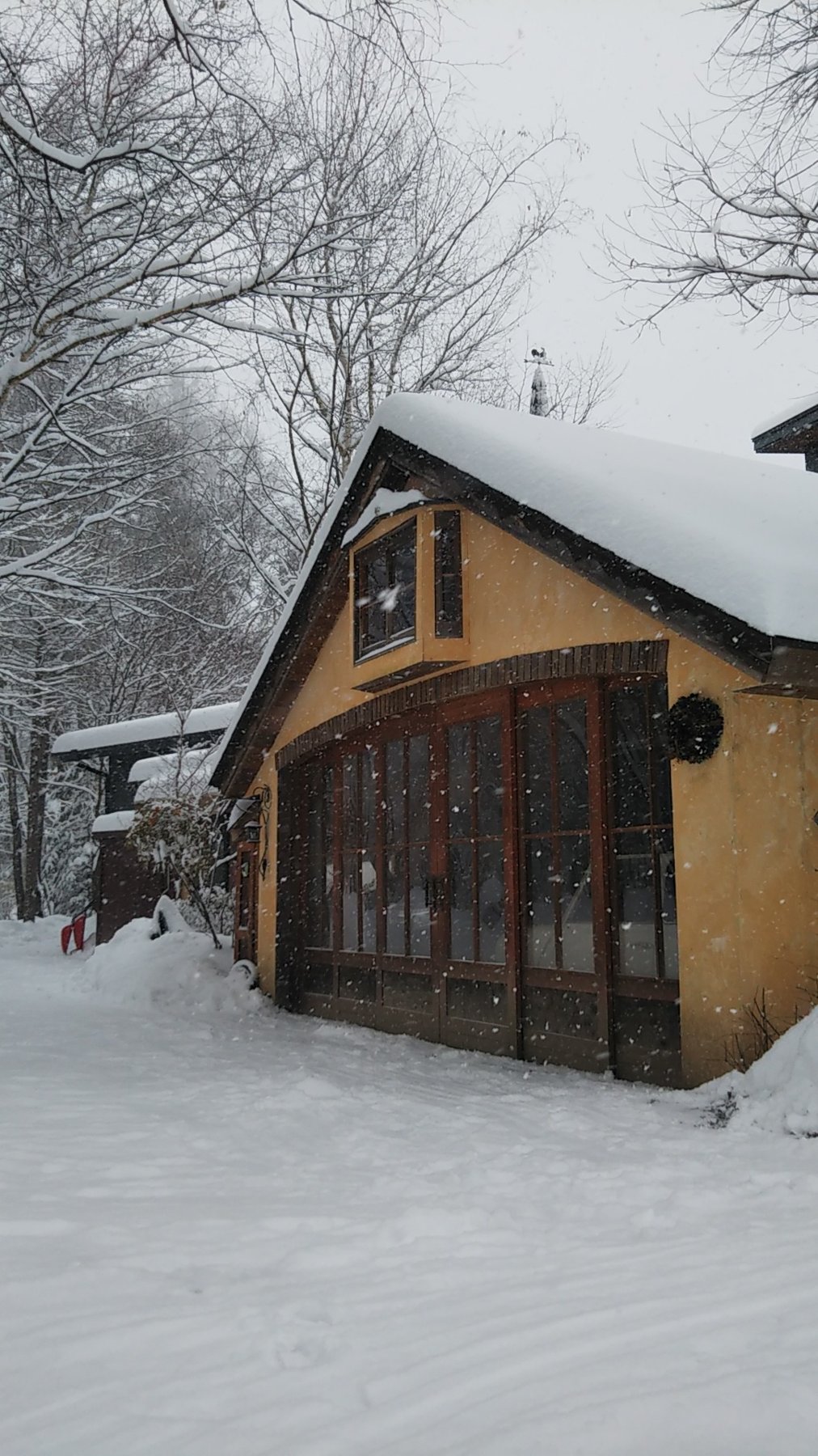 雪に包まれた、もう一棟の自作ガレージ。