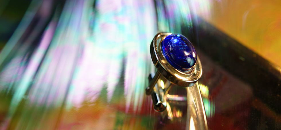 OVAL BLUE(カフス) ラフォルム ガラスジュエリー ガラスアクセサリー