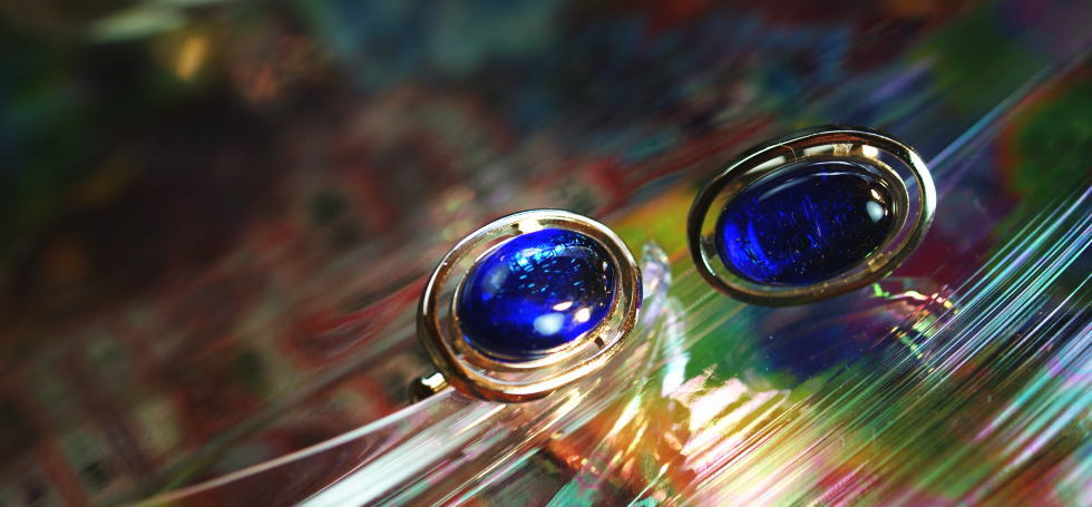 OVAL BLUE(カフス) ラフォルム ガラスジュエリー ガラスアクセサリー