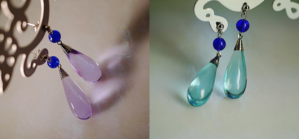 Lavender waterdrops ラフォルム ガラスジュエリー ガラスアクセサリー
