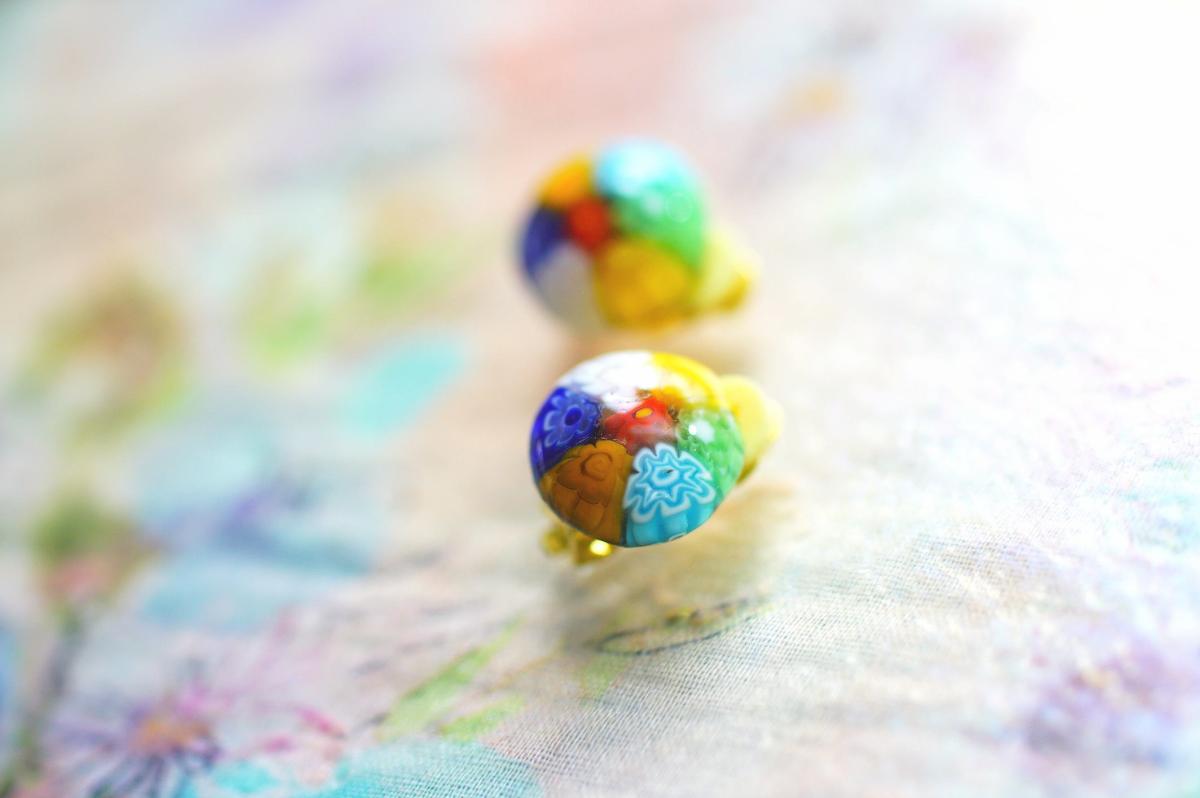 Fruity / ミルフィオリ・クリップ式イヤリング