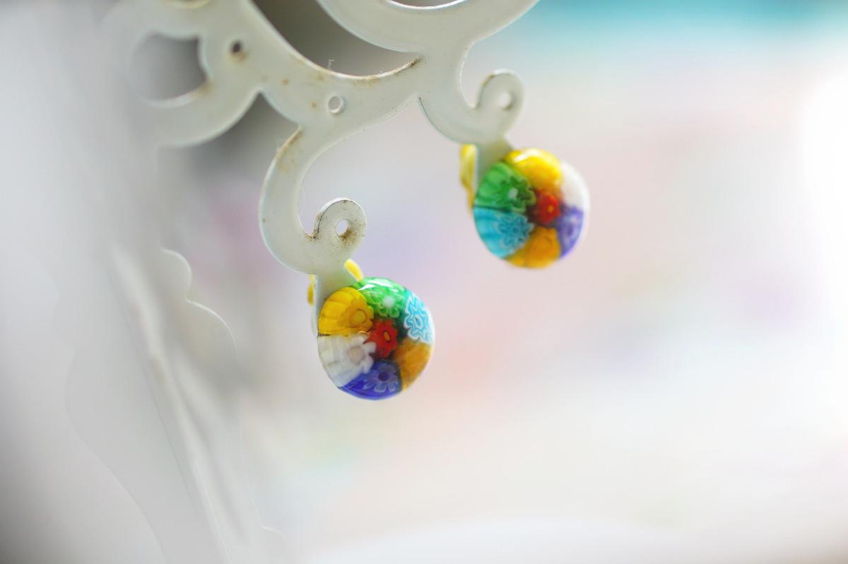 Fruity / ミルフィオリ・クリップ式イヤリング ラフォルム ガラスジュエリー ガラスアクセサリー