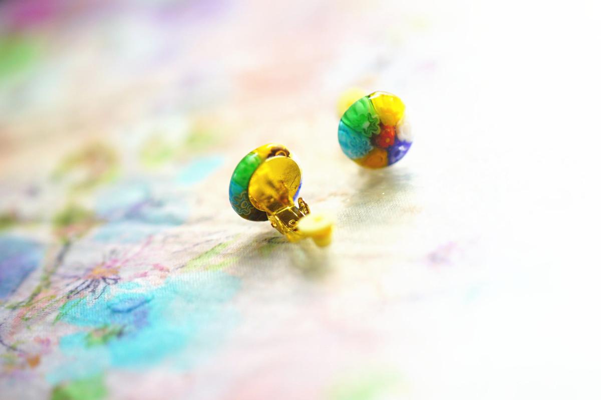 Fruity / ミルフィオリ・クリップ式イヤリング ラフォルム ガラスジュエリー ガラスアクセサリー