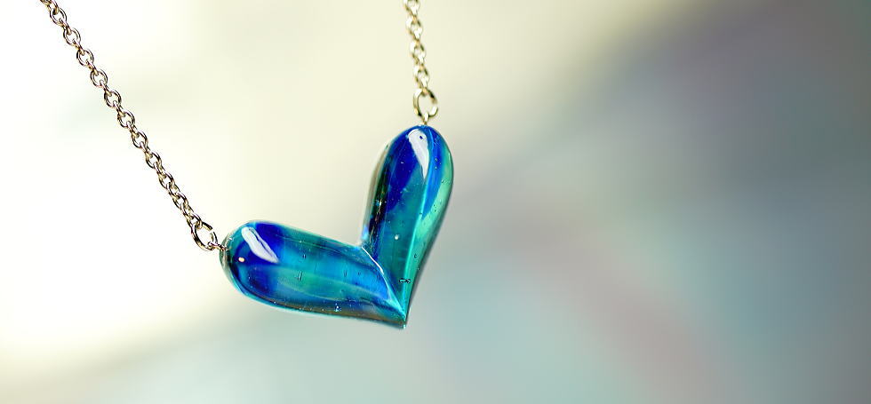 Various blue sea of Heart ラフォルム ガラスジュエリー ガラスアクセサリー