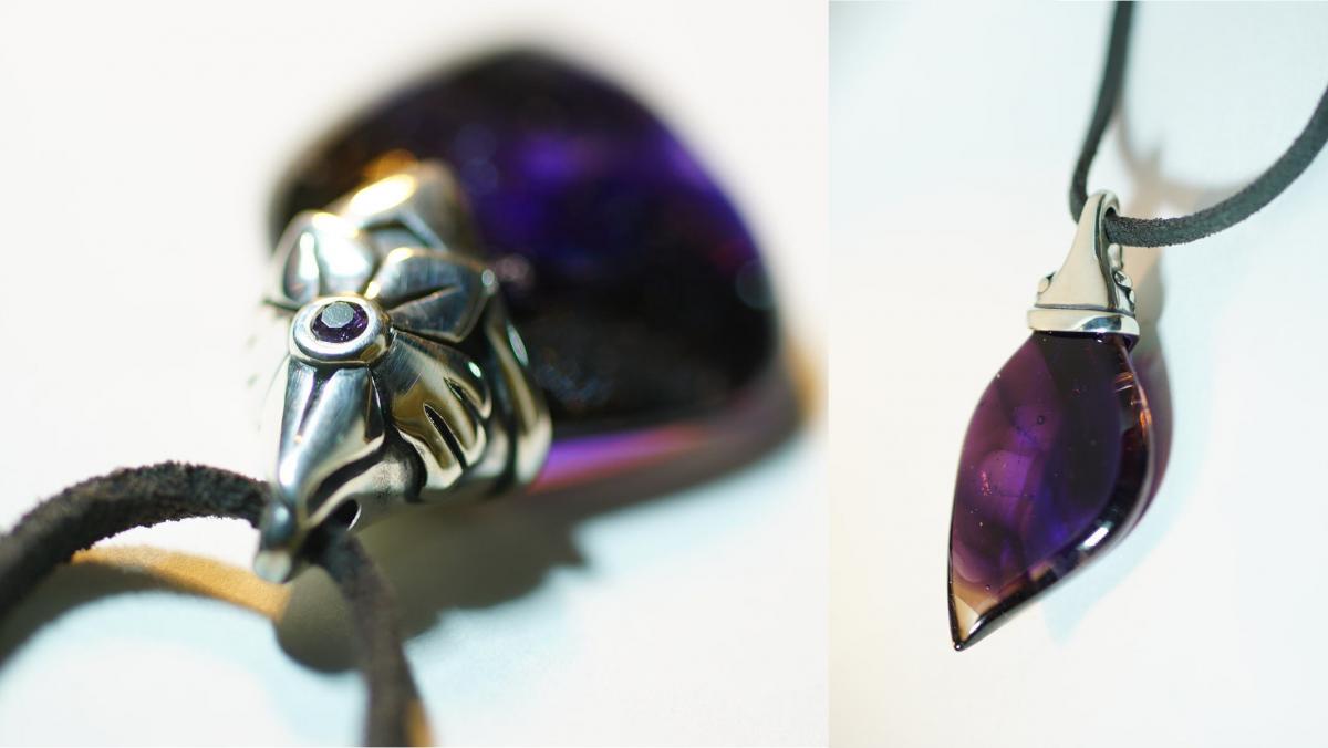 フラワーエンジェル ～ Collaborate glass leaf / Purple ～ ラフォルム ガラスジュエリー ガラスアクセサリー