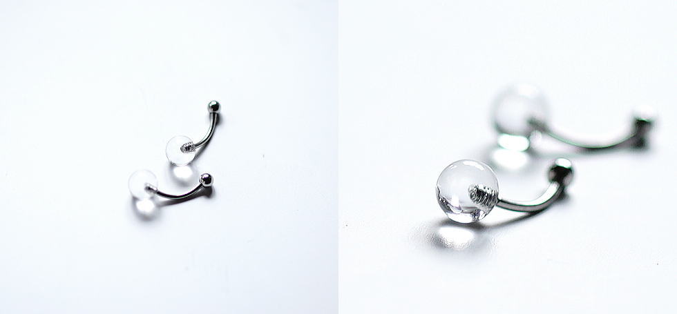シンプルバナナバーベルピアス ラフォルム ガラスジュエリー ガラスアクセサリー