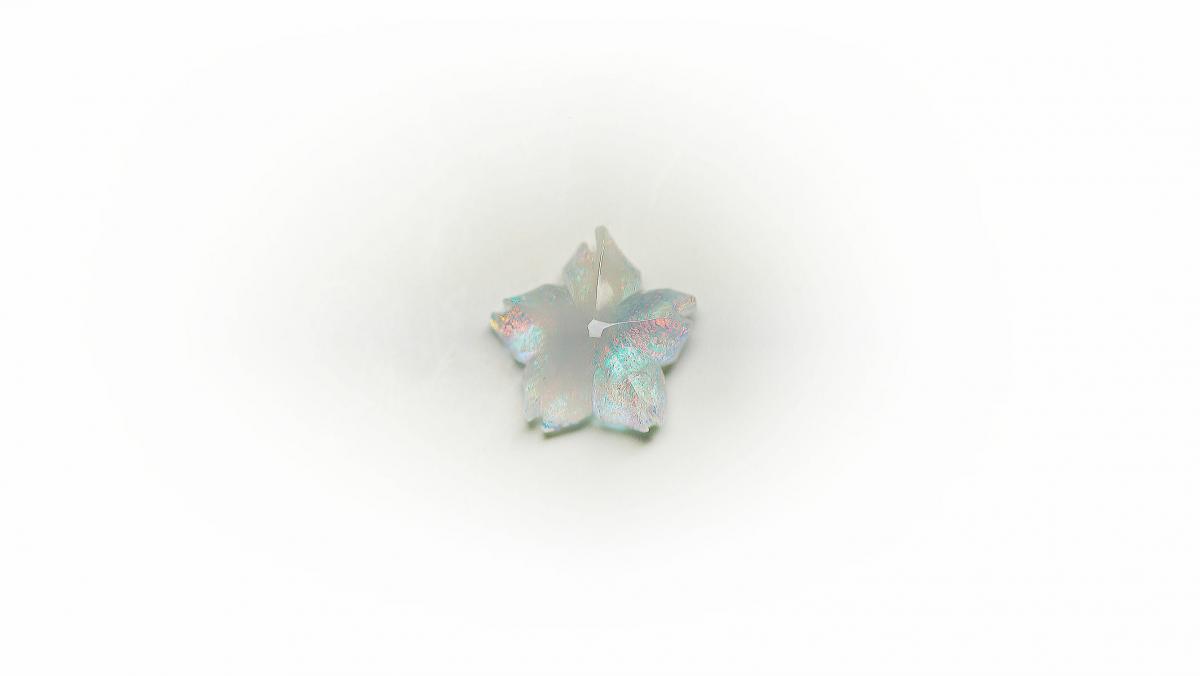 瑠璃の一輪桜・淡雪005(ダイクロガラス/マーブル)★ペンダント、ピアス・イヤリング、リングなどに仕立ててお届けします♪