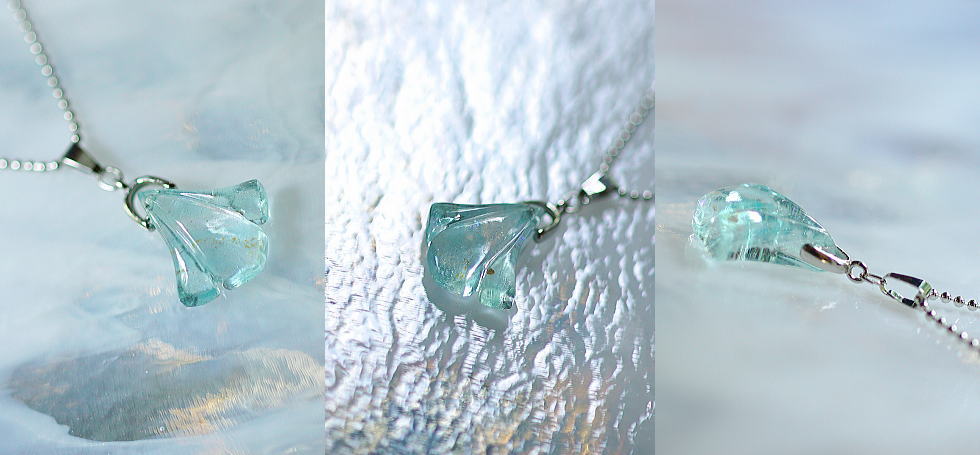 Antique style flower ～ Aqua ～ ラフォルム ガラスジュエリー ガラスアクセサリー