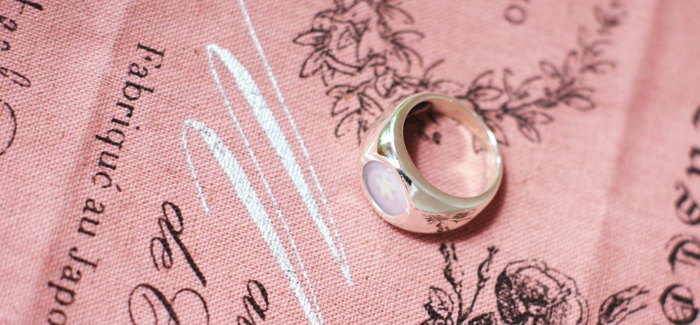 Basic collaboration ring ～ 桜  ～ ラフォルム ガラスジュエリー ガラスアクセサリー