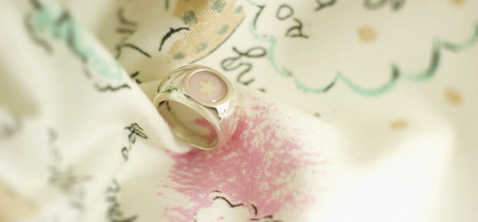 Basic collaboration ring ～ 桜  ～ ラフォルム ガラスジュエリー ガラスアクセサリー
