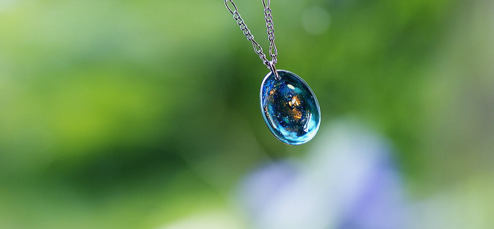 Aquamarine drop ラフォルム ガラスジュエリー ガラスアクセサリー