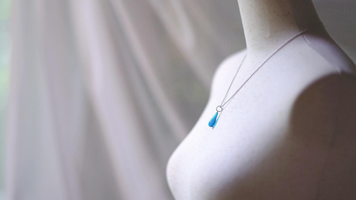 Raindrop / ターコイズブルー ラフォルム ガラスジュエリー ガラスアクセサリー