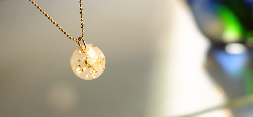 Gold flake moon ラフォルム ガラスジュエリー ガラスアクセサリー