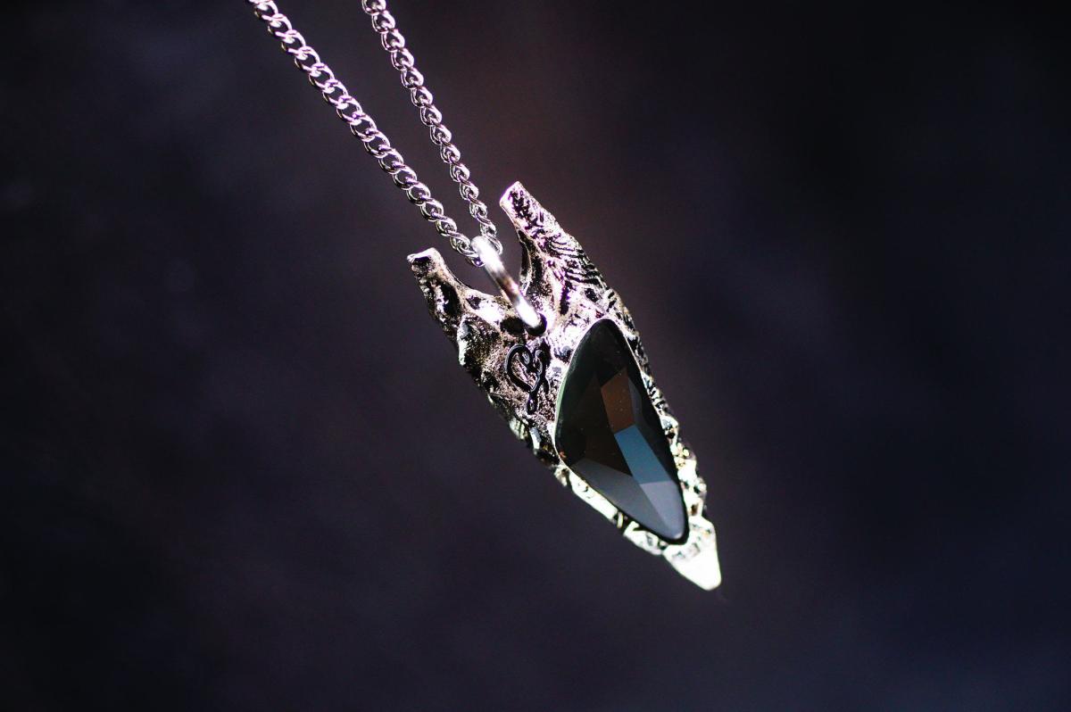 Eternal Fusion Arrowhead – Obsidian Glass & Metal Pendant