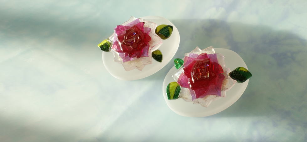 こころの祈り ～ FULL BLOOMED ROSE ～ ラフォルム ガラスジュエリー ガラスアクセサリー