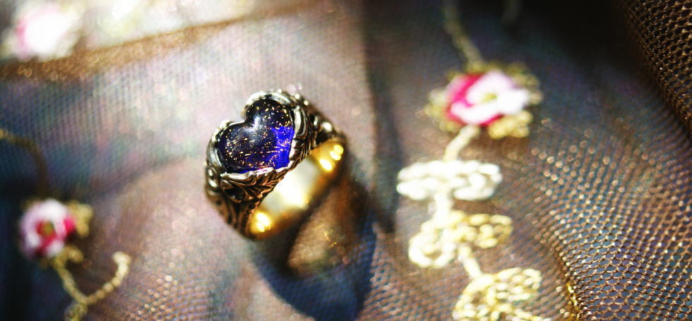 Antique noble heart ring ラフォルム ガラスジュエリー ガラスアクセサリー