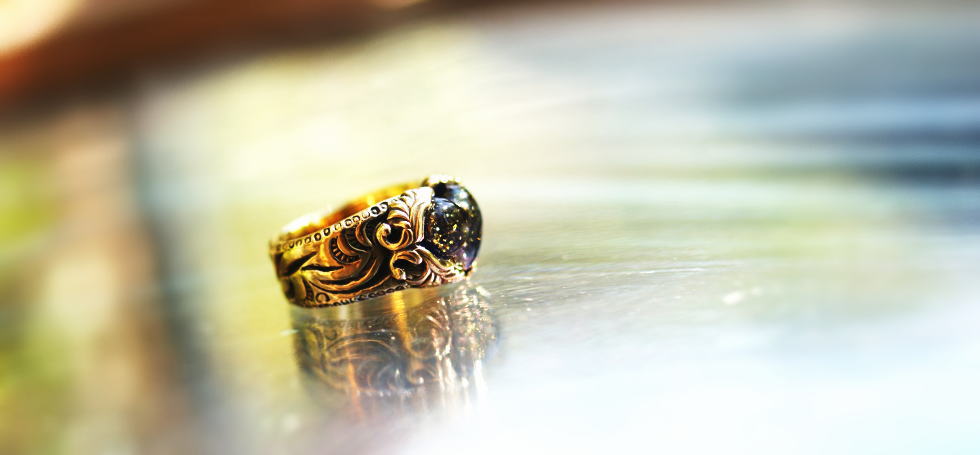 Antique noble heart ring ラフォルム ガラスジュエリー ガラスアクセサリー