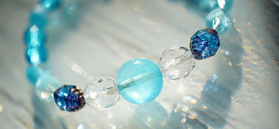 Clear blue sphere ～ 澄み渡る海 ～ ラフォルム ガラスジュエリー ガラスアクセサリー
