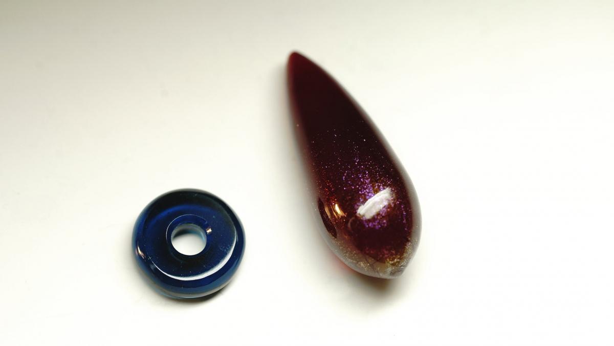 Red drop & Blue donut ラフォルム ガラスジュエリー ガラスアクセサリー