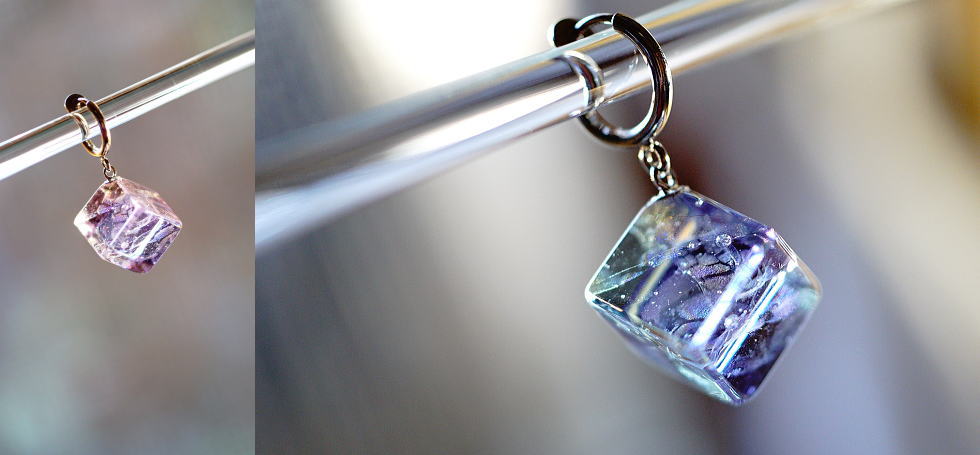 Lavender cube ラフォルム ガラスジュエリー ガラスアクセサリー