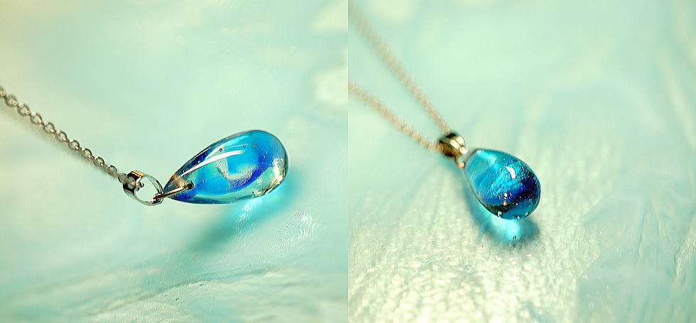 天使のBlue tear ラフォルム ガラスジュエリー ガラスアクセサリー
