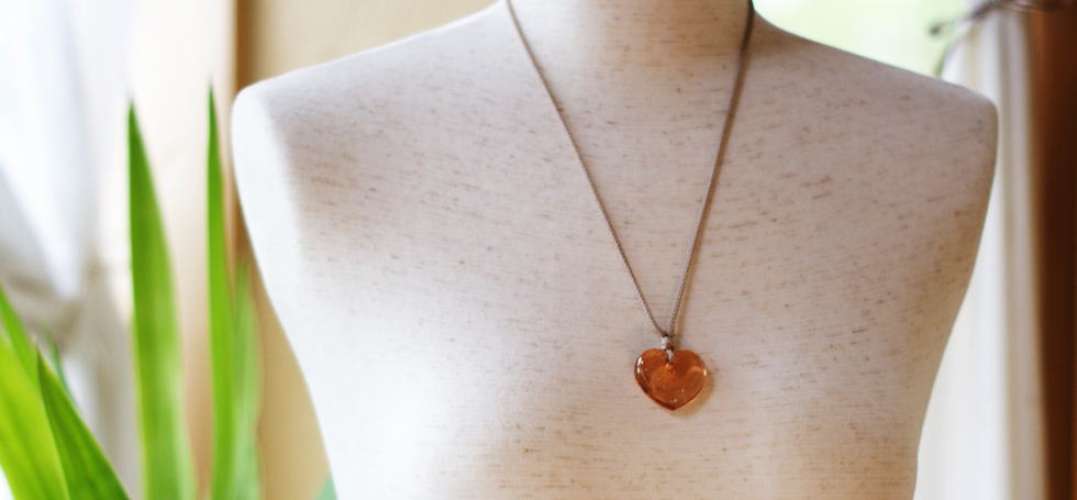 Coral heart ～ 大きな幸せ  ～ ラフォルム ガラスジュエリー ガラスアクセサリー