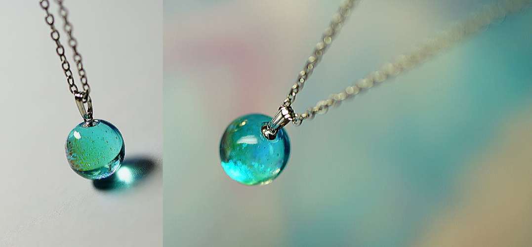 Dichroic planet width circle ～ Aqua ～ ラフォルム ガラスジュエリー ガラスアクセサリー